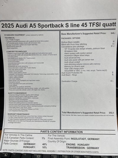 2025 Audi A5 Sportback 45 S line Premium quattro