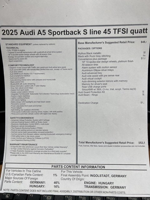 2025 Audi A5 Sportback 45 S line Premium quattro